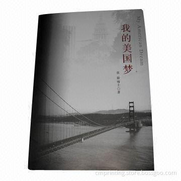 Hardcover book printing, cover is dark blue cloth with 2mm grayboard, gold stamped, with jacket